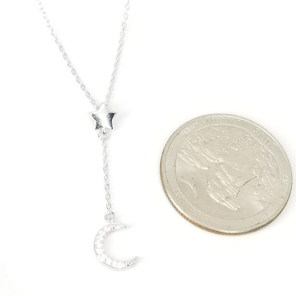 NEW 925 Sterling Silver Moon Star Choker Necklace - Picture 5 of 7